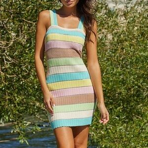 PQ swim colorful striped rib knit mini dress